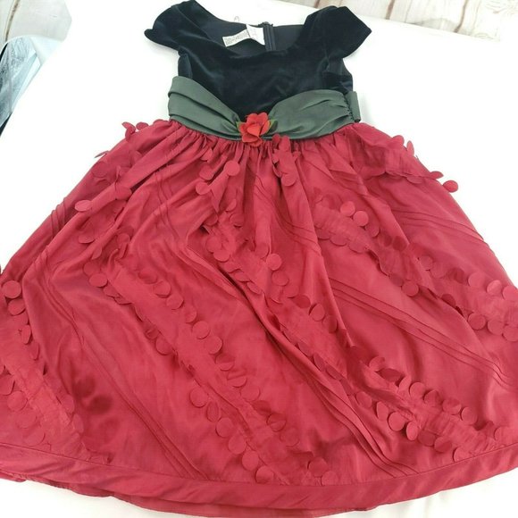 Iris And Ivy Girls Red Black Cap Sleeve Round Neck Ruffled A Line Dress … - Picture 5 of 15